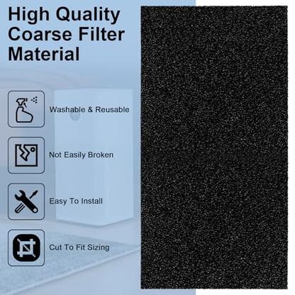 Air Filter Foam Sheet Material, 24" x 12" x 3/8" 40 PPI Filter Foam Sheet | Reusable Air Filter for Cutting and Fitting Purifier, Aquarium, Fish Tank, Air Conditioner