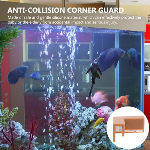 Totority 6pcs Soft Silicone Fish Tank Corner Protectors Brown Medium Size Pet Carrier Edge Guards Furniture Safety Bumpers for Aquarium and Home Use