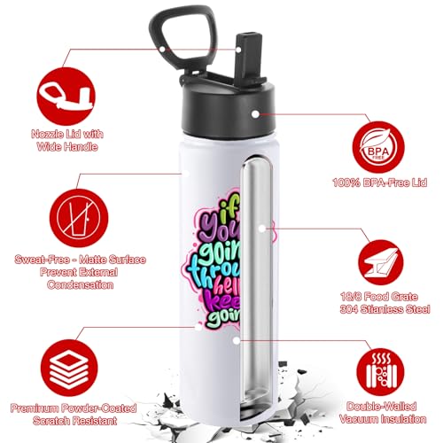 Volhoply Sublimation Insulated Water Bottles Blank Bulk 4 Pack, 22 oz Stainless Steel Sports Bottle with Straw, Double Walled Vacuum Metal Water Flask with Wide Mouth(Sublimation,4 Set) - color: Sublimation