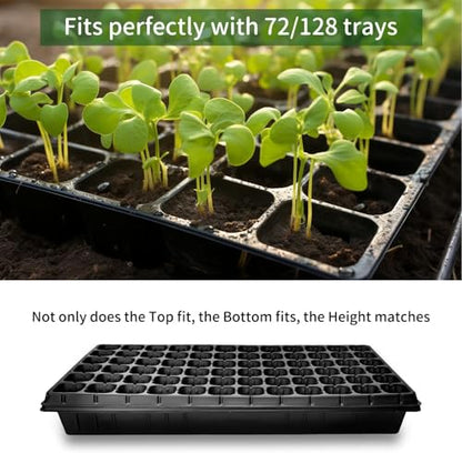 RooTrimmer 20 Pack Shallow 1020 Trays No Holes, Heavy Duty Reusable Seed Starter Flat Seedling Tray for 72/128 Cell Plug Tray, Transplant, Microgreen & Seed Germination (21"×11", 1.6" Deep, TD538) - size: TD538-20P-Black
