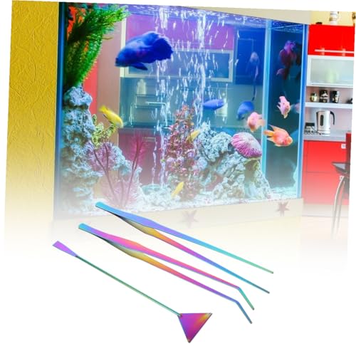 HANABASS 3pcs Stainless Steel Aquascaping Tools Set Water Plant Spatula Tweezers for Live Aquarium Plants Maintenance