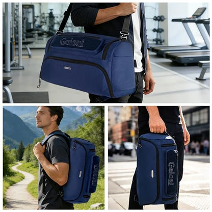 Goloni Gym Bag for Men & Women,40L Large 3 in 1 Sports Travel Duffel Bag with Shoes Compartment and Wet Pocket,Weekender Overnight Backpack,Blue - color: Blue