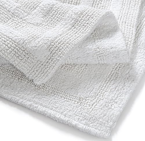 Bedding Craft Bathroom Bath mat Rug Set of 2, 17x24 + 21x34, Off White - color: Off White, size: 17x24" + 21x34"