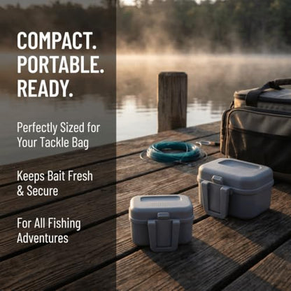 Fishing Bait Boxes - Water Proof Live Bait Container for Shrimp, Portable Bait Holder for Freshwater & Saltwater Fishing (Grey, 3.54x2.36x2.17in)‌