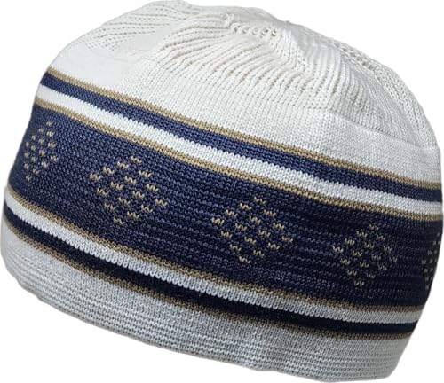 Set 2 PCS Muslim Beanies Kufi Hat for Men AMN-225B Skull Cap Islam Taqiyah Takke Eid Ramadan Gift - color: Color I