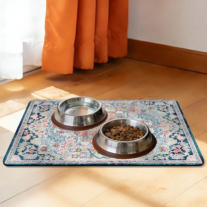 Cat Food Mat Pet Feeding Mats Dog Bowls Mat Cat Water Mat 12x20 Inch Boho4 - color: Bohemia Style 04
