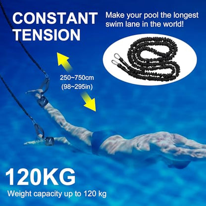 Swimming Training Belt 8-25FT Adjustable Swimming Resistance Belt, Stationary Harness for Any Pool Without Counter Current System - color: Yellow Umbrella