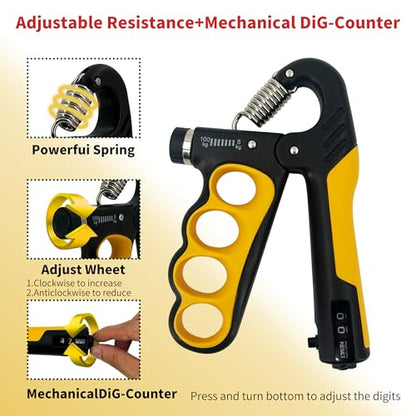 Senston Grip Strength Trainer 2 Pack - Adjustable 11-220Lbs (5-100KG) with Auto Counter, Hand Grip Strengthener, Forearm Exerciser for Athletes, Musicians, Gym, Home, Injury Rehab - color: Orange