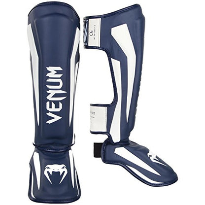 Venum Elite Standup Shin Guards - color: White/Navy Blue, size: X-Large