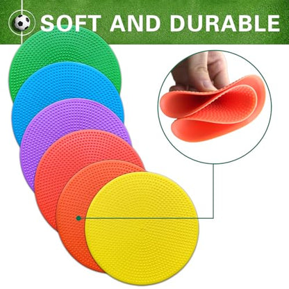 Poly Spot Markers 4 inch/9 inch Non-Slip Rubber Agility Training Markers Floor Dots Flat Field Cones for Football, Soccer, Basketball, School Exercise Drills, Dance Practice - style: 4 inch 24 Pcs (TPE)