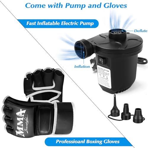 Standing Punching Bag for Adults with Pump and Gloves, 69'' Kick Boxing Bag with Stand Inflatable Freestanding Heavy Bag Kicking Bag for Training MMA Muay Thai Fitness
