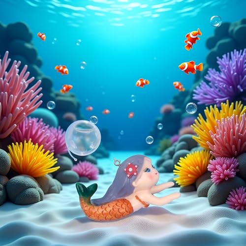 GANPUB Floating Fish Tank Decor, Aquarium Fish Mermaid, Ornaments, Eye Catching Decoration, Aquatic Pets Cartoon, Miniatures Figures for, Aquarium Décor Thematic Ornaments