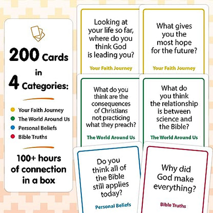 200 Conversation Cards for Christians Game - Explore Your Faith and Have Fun on Family Game Night, Bible Study or Youth Groups - Perfect for Church Groups, Couples Night, Easter Gifts