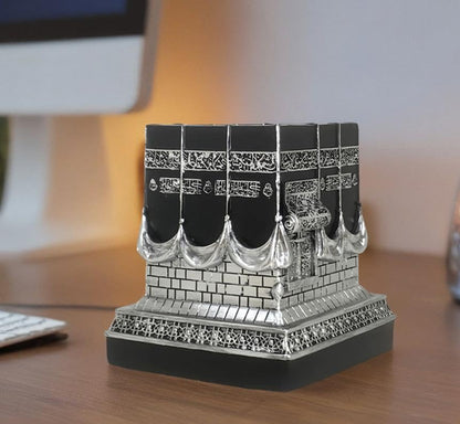 Islamic Kaba Replice Model,Muslim Turkish Home Table Decorations,Islamic Ramadan Showpiece,Golden Black Islamic Prayer House Model,Eid Ramadan、umrah Gift (Silver) - color: Silver