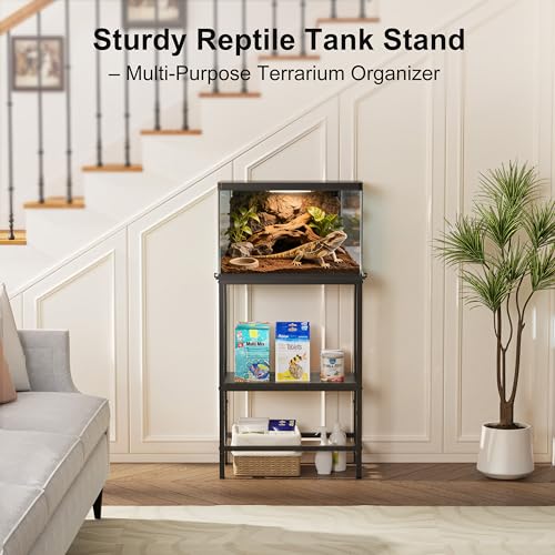 5 & 10 Gallon Fish Tank Stand for Standard Tanks | Fits 5 &10 Gal Standard Tanks for Aquarium, Reptile Terrarium & Turtle Tank, 21.2"L x 11.8"W One-Piece Wooden Tabletop, Black - size: 10 Gallon
