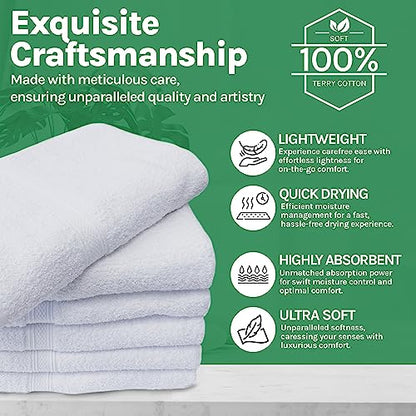 Towels N More Multi Pack 22X44 Small Light Weight Gym Towels or Can be Used as Quick Dry Bath Towel or Salon Towel, 100% Ring Spun Cotton Loops Sweat Towels Women's Hair Dry Towel (6)