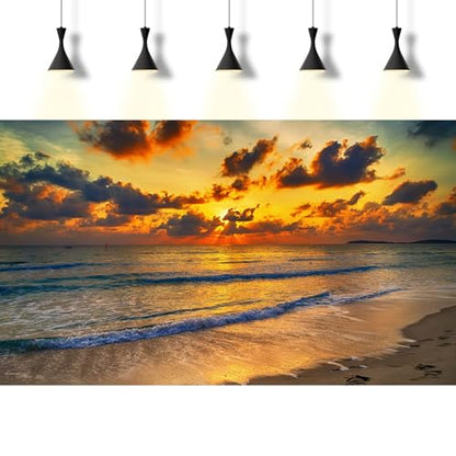Sunset Tropical Beach Aquarium Background Sunrise Ocean Seashore Fish Tank Background Ocean Seascape Terrarium Backgrounds Sunset Over the Seacoast Sea Waves Sand Reptile Tank Backgrounds 24x16in - color: Dark Brown, size: 24(W)x16(H)inches/ 60(W)*40cm(H)