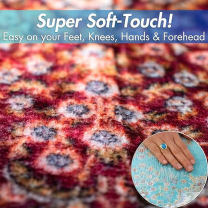 Sacred Artisans Prayer Rug with Super Soft Touch for Men and Women | Prayer Mat and Meditation Mat for Home Travel & Gift (Ruby - Non Padded) - color: Ruby - Non Padded