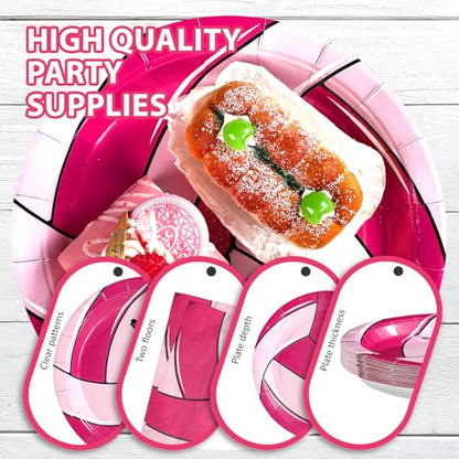 Grencian 96Pcs Pink Volleyball Party Supplies Volleyballs Paper Plates and Napkins Sports Birthday Party Disposable Tableware for Girl Volleyball Birthday Decorations Serves 24 - style: Pink Volleyball Party