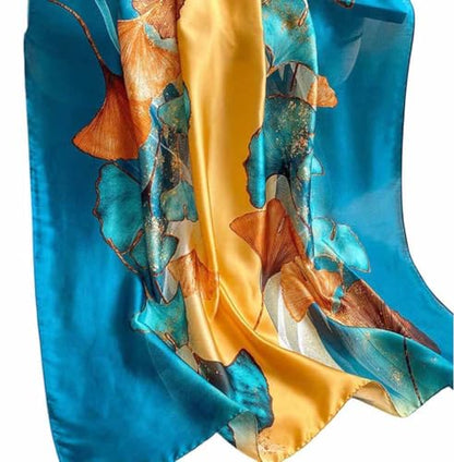 Xyueanlo Scarfs for Women Lightweight Scarves Fashion Print Floral Pattern Head Scarf Wraps Shawls - color: Flower Blue Khaki