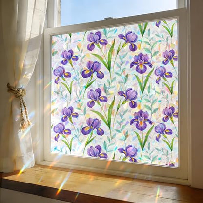 Rainbow Stained Glass Window Privacy Film,Anti-UV Heat Blocking Save Energy - color: Rainbow Iris, size: 23.5*78.5