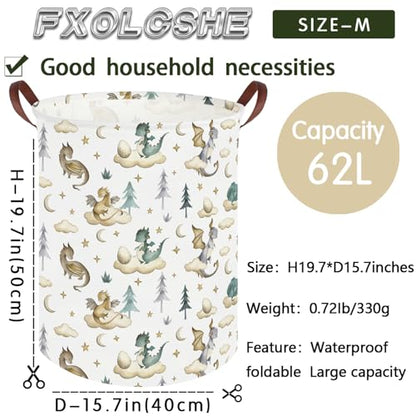 Dinosaur hamper,Dinosaur Collapsible Kid Room Basket,Cloud moon star dragon egg laundry hamper for kids,Nursery hamper,party gift basket,Shelf Book Basket(Cute dinosaurs) - color: Cute dinosaurs