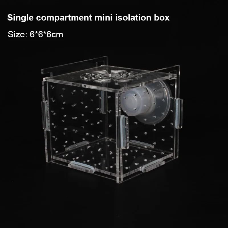 HEPBAK 1pcs Fish Tank Transparent Aquarium Single Double Multi Grid Isolation Box Small Fry Incubator Breeding Box Aquatic Pet Supplies (Color: 6x6x6cm)