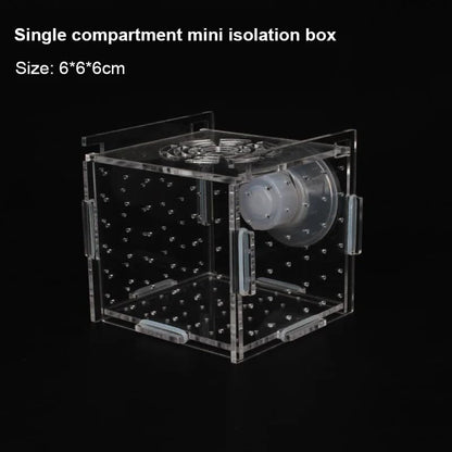 HEPBAK 1pcs Fish Tank Transparent Aquarium Single Double Multi Grid Isolation Box Small Fry Incubator Breeding Box Aquatic Pet Supplies (Color: 6x6x6cm)