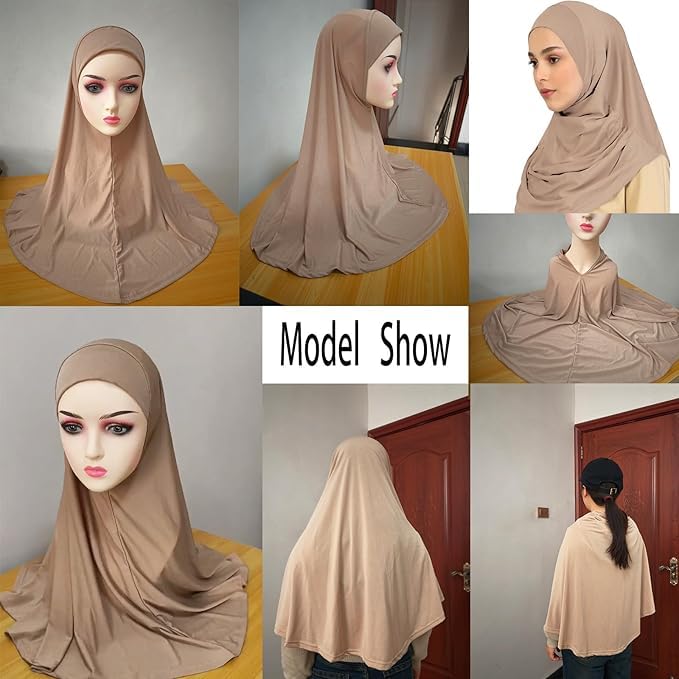 Ready To Wear Hijab For Women Instant Turban Stretch Soft Muslim Scarf For Prayer Long Hijabs Islamic Jersey Abaya - color: White