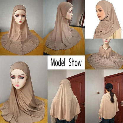 Ready To Wear Hijab For Women Instant Turban Stretch Soft Muslim Scarf For Prayer Long Hijabs Islamic Jersey Abaya - color: White