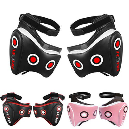 ROAR MMA Kickboxing Thigh Pads Training Kick Muay Thai Leg Protector Guard (BLK/White, Pair)
