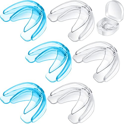 TOODOO 6 Pieces Braces Mouth Guard Kids Sports Mouth Guard for Kids Double Football Youth Mouthguards for Boxing Football Hockey Karate Basketball (Transparent, Transparent Blue) - color: Transparent, Transparent Blue
