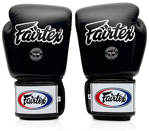Fairtex BGV1 무에타이 복싱 트레이닝 스파링 장갑 남성, 여성, 아동용 | 프리미엄 품질, 경량 및 충격 흡수 복싱 장갑 - color: 블랙., size: 16온스