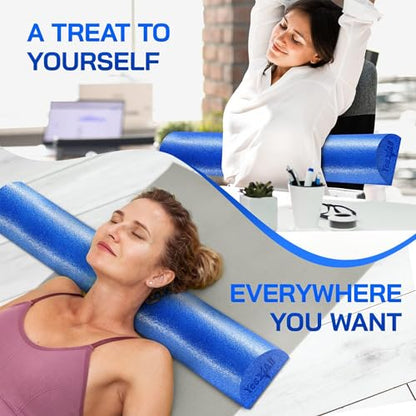 Yes4All Medium Firm Half Foam Rollers for Post-Workout Relaxation, 12/18/24/36 inch PE Foam Roll for Back Massage & Yoga Exercise - color: Half Blue, style: 36-inch