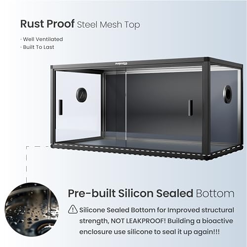 Stackable 50 Gallon Reptile Enclosure for Gecko, Juvenile Reptile | Optimal Ventilation & Light Penetration by Rust Proof Mesh Top, Easy Assembly within 6 Steps with Clear Instruction - color: Ultimate Black, size: 50 Gallon