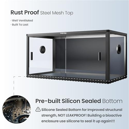 Stackable 50 Gallon Reptile Enclosure for Gecko, Juvenile Reptile | Optimal Ventilation & Light Penetration by Rust Proof Mesh Top, Easy Assembly within 6 Steps with Clear Instruction - color: Ultimate Black, size: 50 Gallon