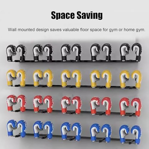 WDJBPSH Wall Mounted Display Boxing Glove Holder, Black Powder Coated Storage Rack with Metal Hook, Hold 2/3 / 4/5 Pair of Training Gloves Dryer - size: 140cm/55.1in long