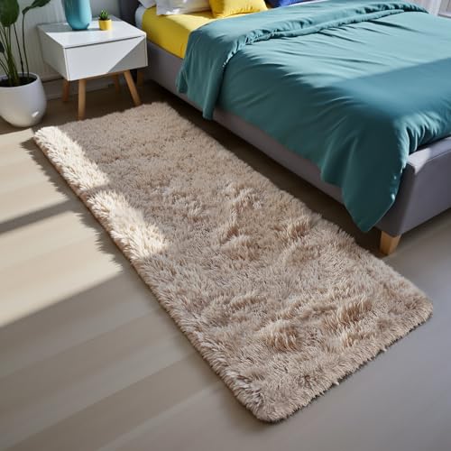 Soft Runner Rugs for Bedroom, Beige 2x6 Area Rugs Fluffy Rug Shag Area Rug Carpet, Bedside Rug for Living Room Bedroom Room Home Decor - color: Beige, size: 2' x 6' (Rectangular)