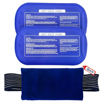 Ice Packs for Injuries Reusable (3-Piece Set) – Hot and Cold Ice Packs for Knee, Reusable Gel Wraps Support, Adjustable Ice Pack Pain Relief for Shoulders, Back Joints Muscles, Knees, Arms and Legs - size: 3 Piece Set - Regular, style: Light Blue
