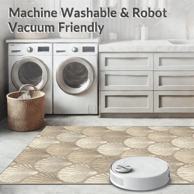 6'x9' Washable Beachy Seashell Area Rug, Beige Non-Shedding Pet Friendly Room Rug Foldable Easy Care Carpet for Queen Size Bedroom, Under Bed, Master Suite | Ref:1886597 - color: Beige/Pattern 25, size: 6' x 9' (Rectangular)