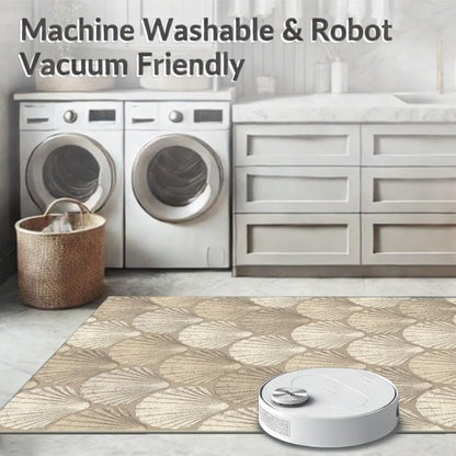 6'x9' Washable Beachy Seashell Area Rug, Beige Non-Shedding Pet Friendly Room Rug Foldable Easy Care Carpet for Queen Size Bedroom, Under Bed, Master Suite | Ref:1886597 - color: Beige/Pattern 25, size: 6' x 9' (Rectangular)
