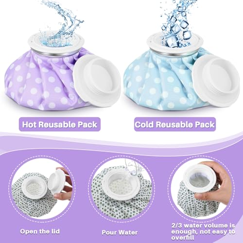 Honoson 4 Pack Reusable Ice Pack and Hot Water Bag for Adults for Hot & Cold No-Leak Elastic Breathable Ice Bag(Polka Dots Style) - style: Polka Dots Style