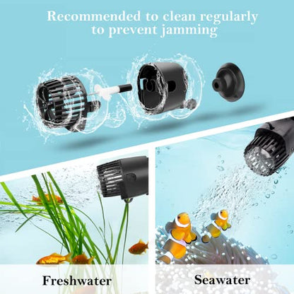 AQQA Aquarium Wave Maker,Suction Cup Fish Tank Single Powerhead Pump | 3W/5W/10W/15W 110V/60Hz Ultra Quiet Submersible Circulation Pump,360°Adjustable For Freshwater Saltwater Black 5W - size: 5W 1200GPH for 15-38 Gallon