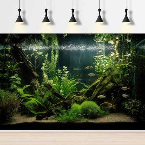 Aquarium Background Diverse Aquatic Plants and Seagrasses Terrarium Background Redwood Root Lush Green Underwater Plants Moss Fish Tank Background Under The Sea Aquarium Backdrop Vinyl 24x12in - color: Moss Green, size: 24(W)x12(H)inches/ 60(W)*30cm(H)