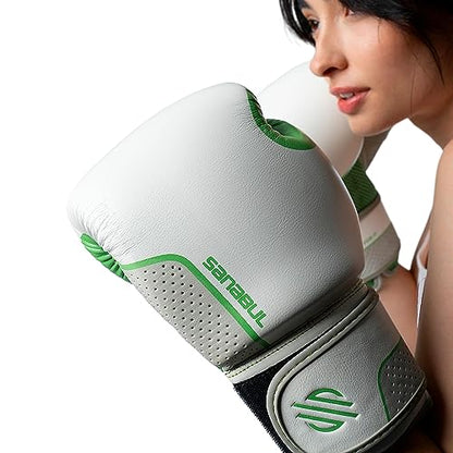 Sanabul Hyperstrike Boxing Gloves for Women, Kickboxing MMA Muay Thai Gloves, Training Sparring Punching Heavy Bag. - color: Green/White, size: 12 oz