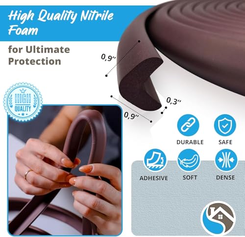 Furniture Edge Guards | 16ft Protective Protective Foam Cushion | Baby Child Proofing Set NonToxic for Table, Fireplace, Countertop | Brown - color: Brown, size: 16ft