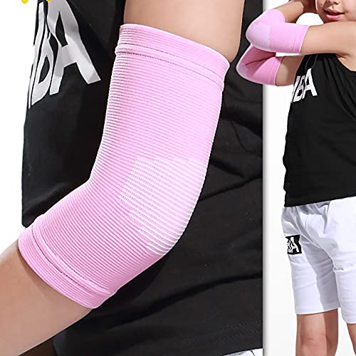Kids Arm Guard,Compression Elbow Pads,Children Elbow Sleeves,Elbow Protection for Cycling Sports Basketball Volleyball(1 Pair) (Black) - color: Black