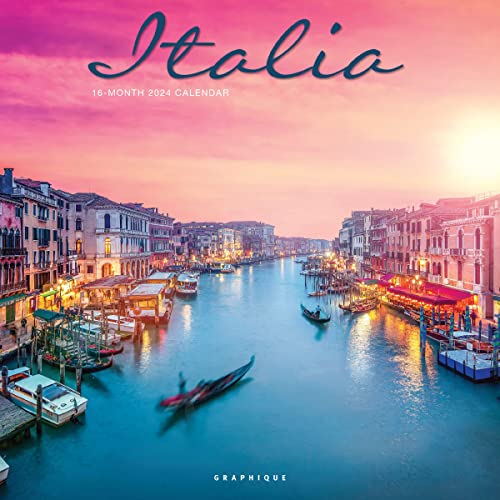 Graphique 2024 Italia Wall Calendar | 12” x 12” | Thick Paper | Home & Office Organizer | Large Monthly Grid | 3 Languages & Marked Holidays | 4 Month Preview Page for 2025 - color: Italia, style: OLD 2024