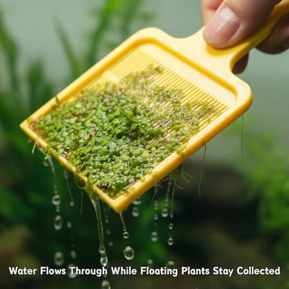 Duckweed Remover Tool for Aquarium, Floating Plant Skimmer | Aquarium & Pond Skimmer Tool for Duckweed, Salvinia and Water Lettuce Removal, Durable Plastic Plant Remover (Yellow) - color: Yellow