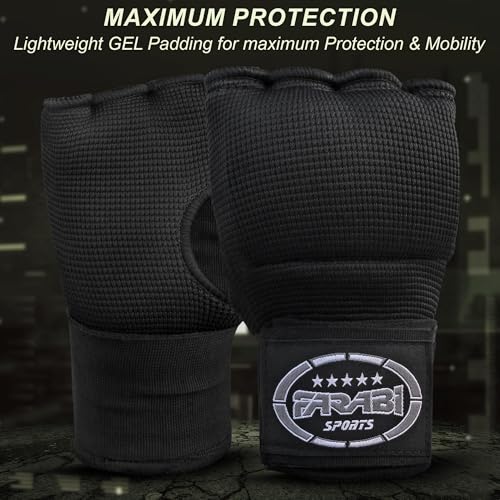 FARABI Kids Hybrid Boxing Inner Gloves Punching Boxing Gloves - color: All Black
